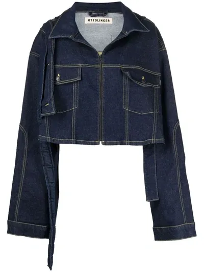 Ottolinger Isco Cropped Denim Jacket In Blue