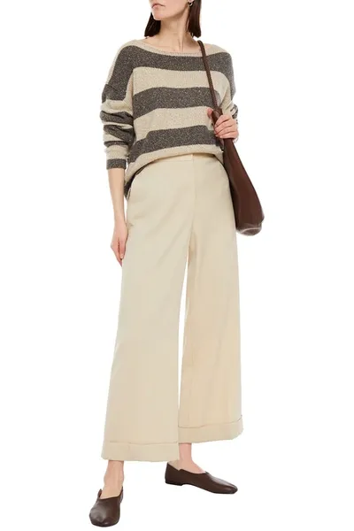 Autumn Cashmere Sequin-embellished Striped Cashmere-blend Sweater In Neutrals