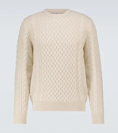 Sunspel Merino Wool Cable-knit Sweater In Neutrals