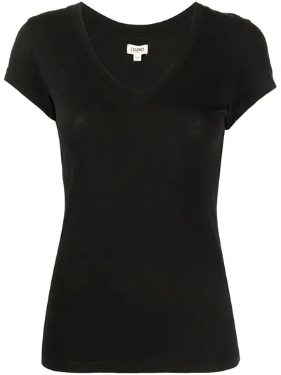 L Agence L'agence Becca Cotton V-neck Tee In Black