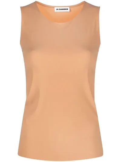 Jil Sander Round-neck Sleeveless Top In Brown