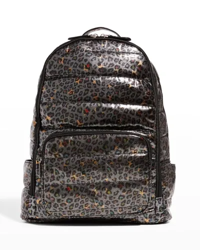 Bari Lynn Kid's Leopard Quilted Puff Backpack In Animal Print