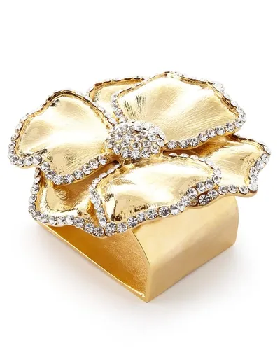 Nomi K Swarovski Crystal Flower Napkin Ring, Set Of Four, Golden