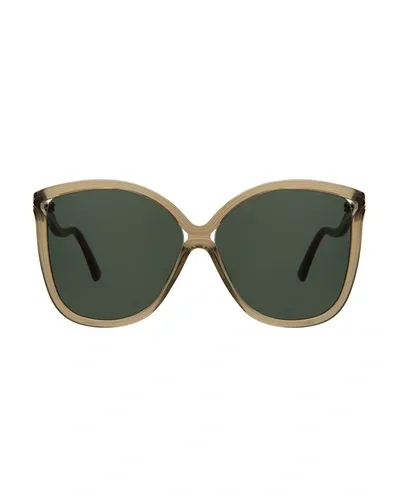 Illesteva Nancy Acetate Butterfly Sunglasses In Olive