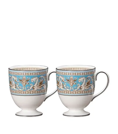 Wedgwood Florentine Turquoise Mugs, Set Of 2 In Multi