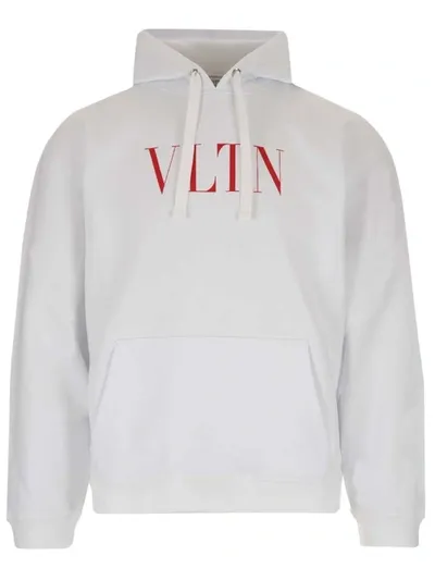 Valentino Cotton Sweatshirt With Vltn Logo In White