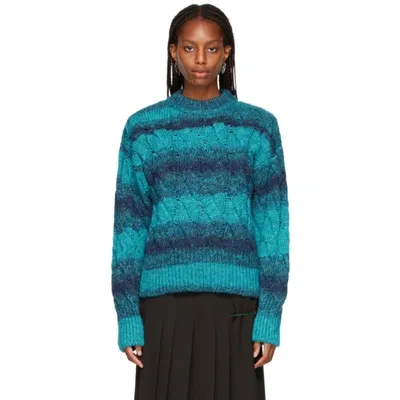 Attico Blue & Green Cable Knit Kenna Sweater