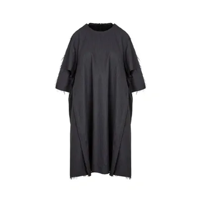 Maison Margiela Frayed Edge Midi Shift Dress In Grey