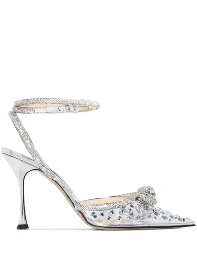 Mach & Mach Double Bow 100mm Crystal-embellished Pumps In White