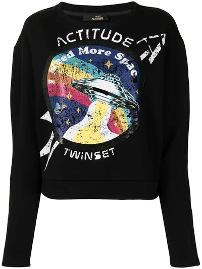 Twinset Attitude Print Jumper In Black