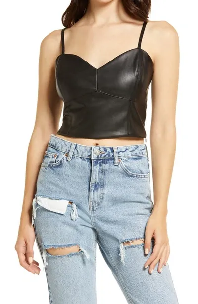 Vero Moda Faux Leather Camisole In Black