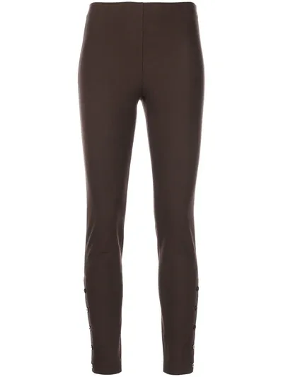 Theory High-waisted Skinny Cotton Trousers In Brown