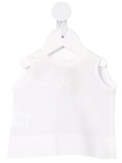 La Stupenderia Babies' Embroidered Sleeveless Top In White