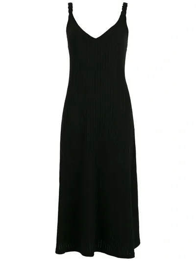 Luiza Botto Ribbed V-neck Dress In Schwarz