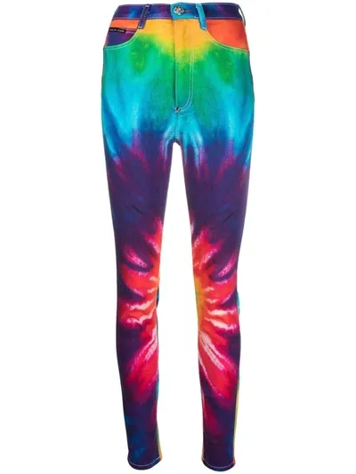 Philipp Plein Tie Dye Print Skinny Jeans In Multi