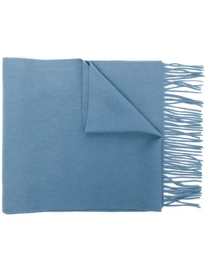 N•peal Woven Fringe Scarf In Blue