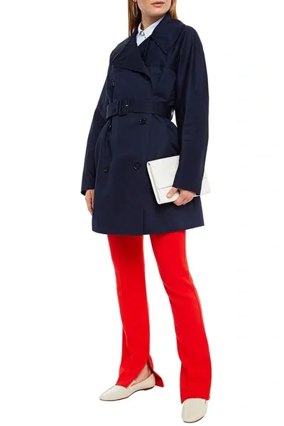 Marni Cotton And Linen-blend Gabardine Trench Coat In Navy