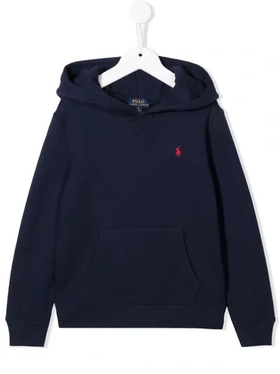 Ralph Lauren Kids' Polo Pony-embroidered Hoodie In Blue