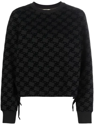 Fendi Monogram-pattern Long-sleeve Sweatshirt In Black