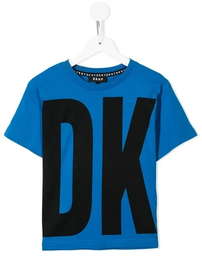 Dkny Kids' Oversized Logo-print T-shirt In Blue