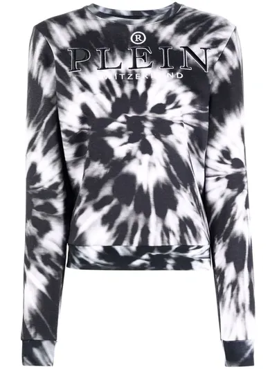 Philipp Plein Logo-embroidered Tie-dye Sweatshirt In Grey