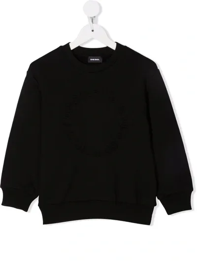 Diesel Kids' Debossed Tonal Logo Sweatshirt In Black