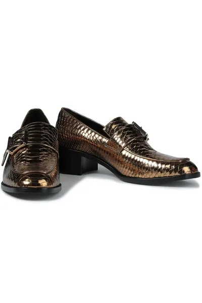 Zimmermann Buckled Embroidered Velvet Loafers In Gold