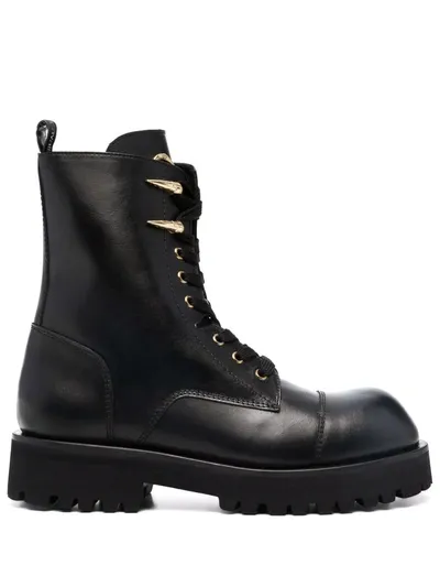 Roberto Cavalli Metal-detail Combat Boots In Black