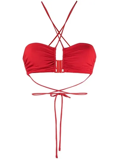 Magda Butrym Crisscross Bandeau Bikini Top In Red