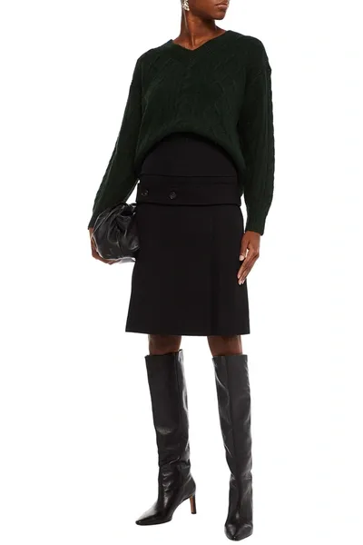 Victoria Beckham Button-detailed Wool Skirt In Black