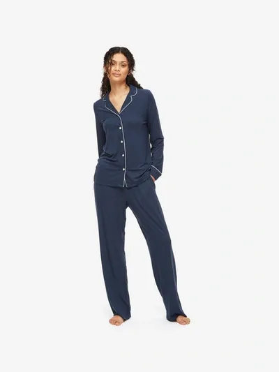 Derek Rose Women's Pyjamas Lara Micro Modal Stretch Navy