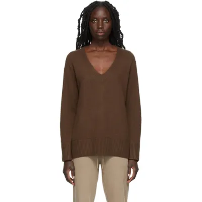 Vince Brown Cashmere V-neck Sweater