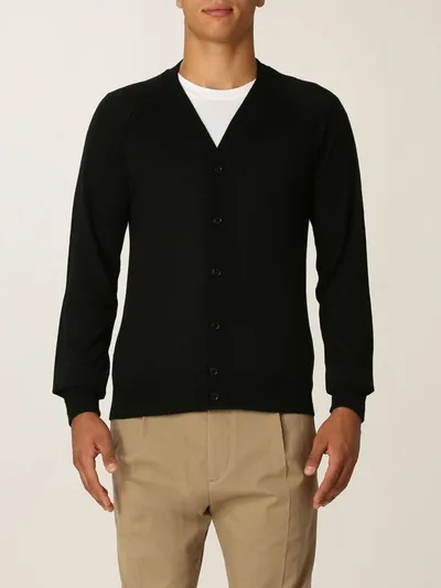 Paolo Pecora Cardigan In Stretch Wool In Black