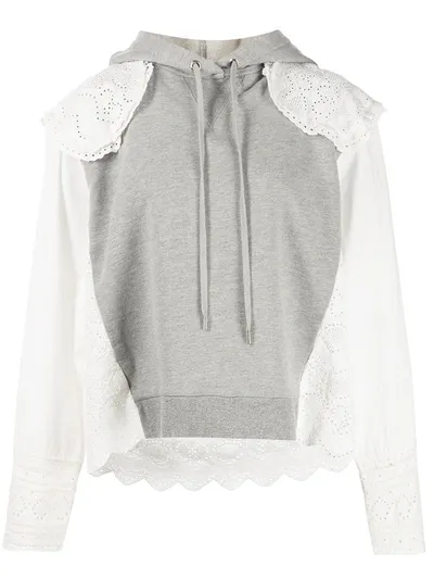 Sea Aurelie Eyelet Terry Hoodie In White