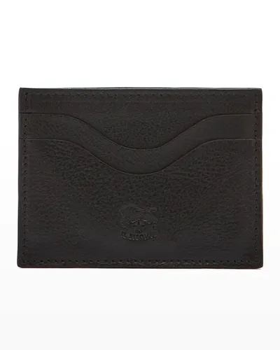 Il Bisonte Salina Leather Card Case In Black