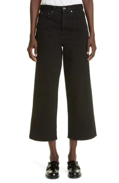 Totême Flair High Waist Flare Crop Jeans In Black