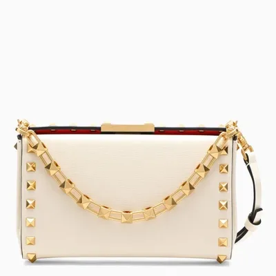 Valentino Garavani Light Ivory Box Rockstud Alcove Bag In White