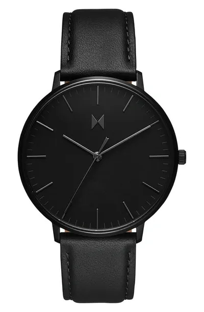 Mvmt Men's Legacy Black Leather Strap Watch, 42mm