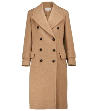 Victoria Beckham Double-breasted Wool-felt Coat In Camel