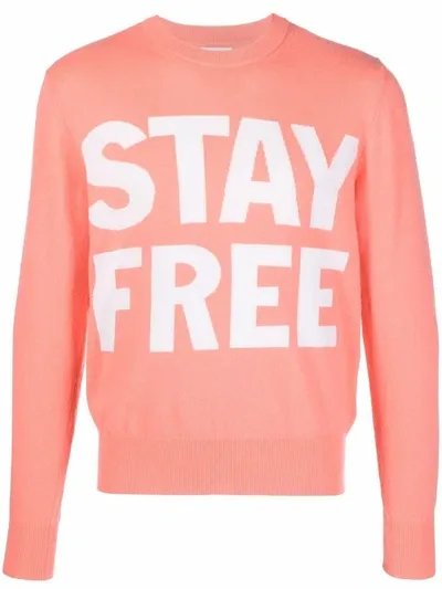 Honey Fucking Dijon Stay Free Print Sweatshirt In Orange