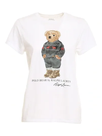 Polo Ralph Lauren Printed Cotton T-shirt In White