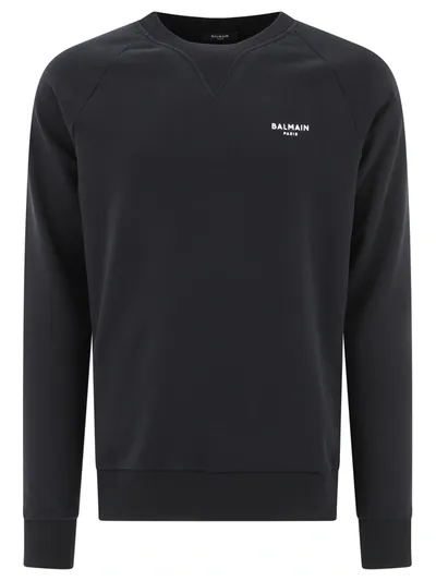 Balmain Logo Printed Crewneck Sweatshirt In Black