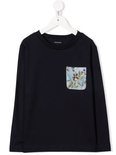 Monnalisa Kids' Acorn Logo-print Long-sleeve Top In Blue