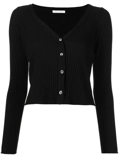 John Elliott Ribbed-knit Cropped Cardigan In Black