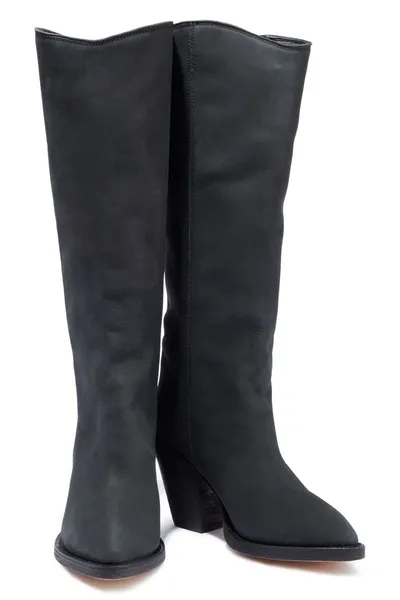 Yeezy Nubuck Knee Boots In Black