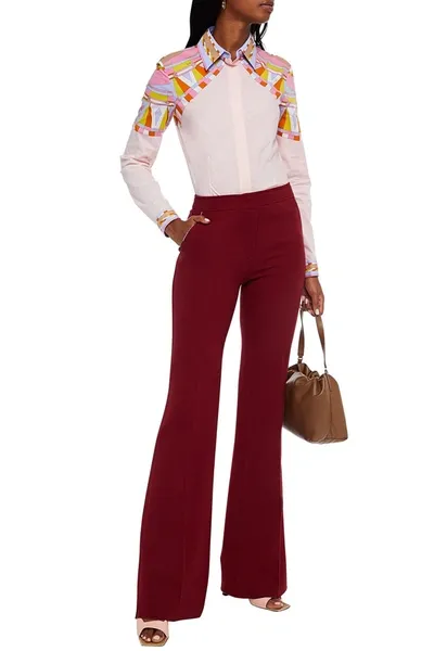 Emilio Pucci Wool-crepe Flared Pants In Burgundy