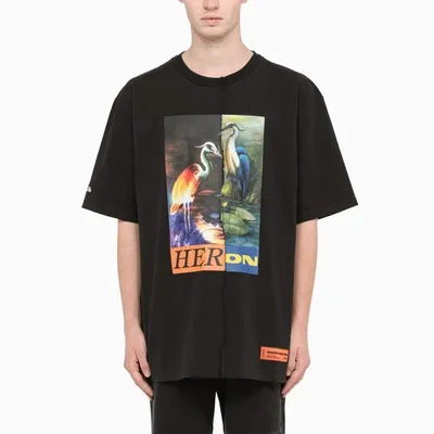 Heron Preston Black Printed Crewneck T-shirt