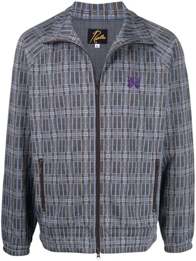 Needles Poly Jacquard Plaid Track Jacket In Blue