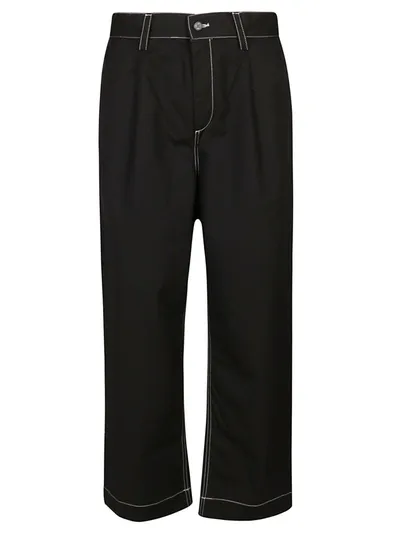 Sunnei Dark Blue Baggy Trousers In Black