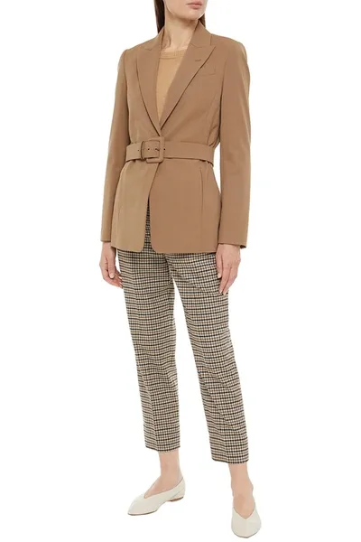 Brunello Cucinelli Belted Wool-blend Twill Blazer In Brown